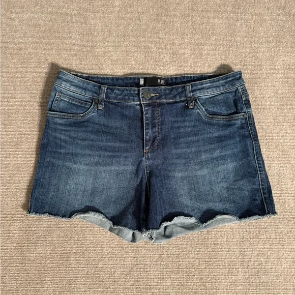 Kut from the Kloth Medium Wash Gidget Fray Denim Jean Shorts - Size 12 - Picture 1 of 6